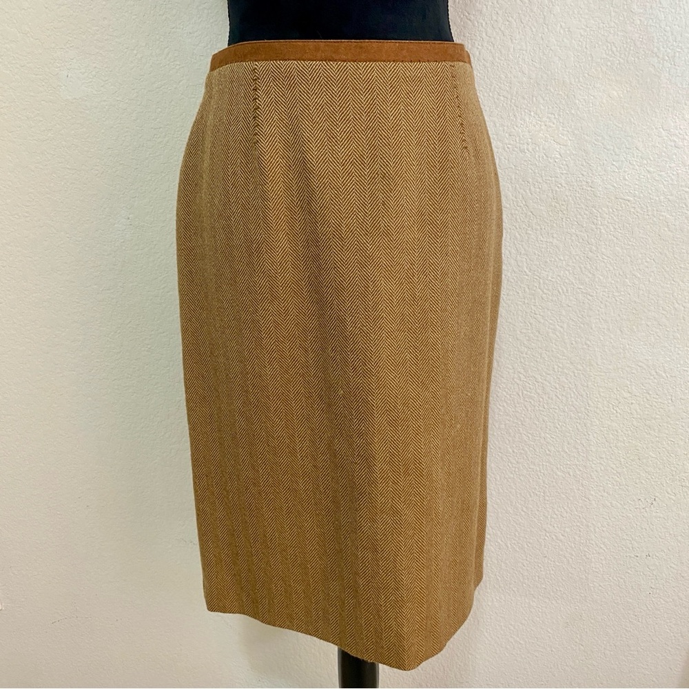 Philosophy di Alberta Ferretti‎ Virgin Wool Herringbone Skirt Size 6 IT 42 Italy